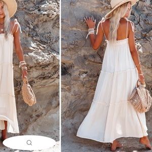 Vici Collection Tiered Maxi Dress in Cream / Eggshell Color NWT size small